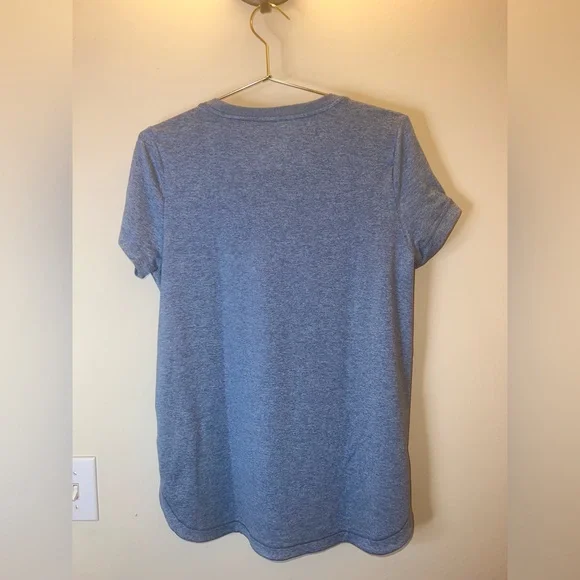 Athleta Hi-Low Short Sleeve Top Blue Heathered Size Medium - Picture 2 of 9